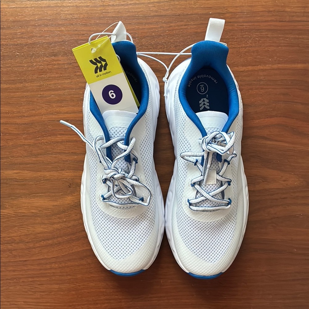 All in Motion Kids White and Blue Sneakers